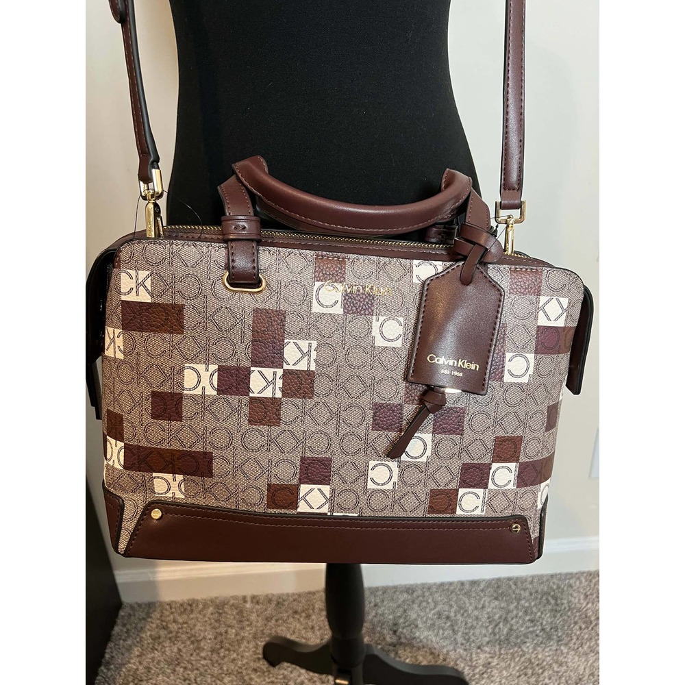 Calvin Klein *RARE* Satchel Handbag Removable Crossbody Strap Key Fob